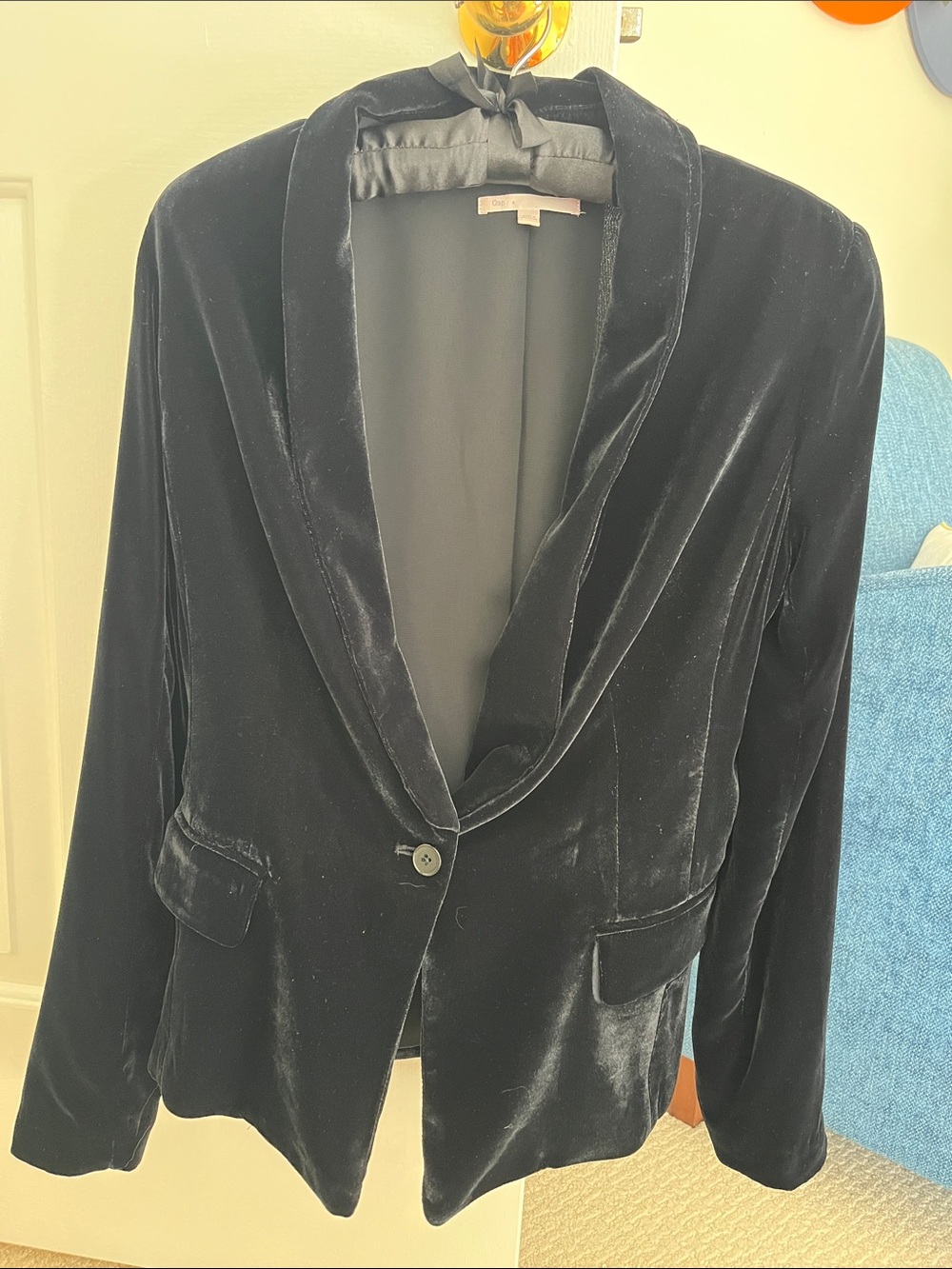 GAP Black Velvet Shawl Collar Blazer